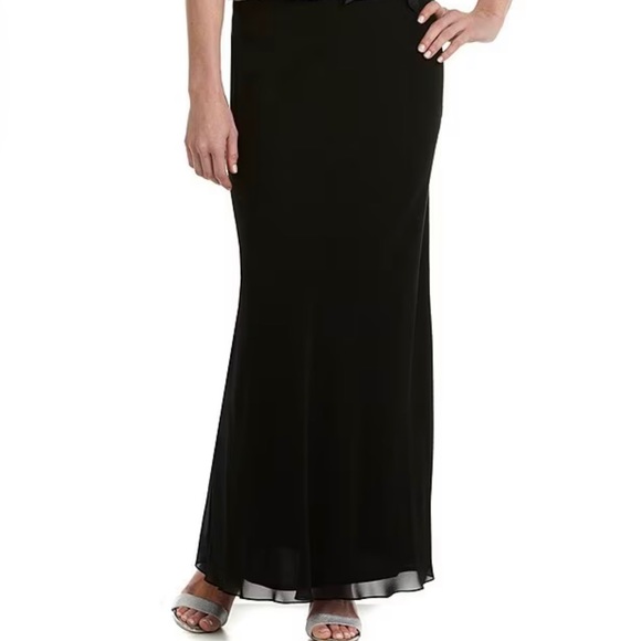 NWT Alex Evenings Classic Black Chiffon Maxi Skirt Lined Elastic Waist Versatile - Picture 10 of 10
